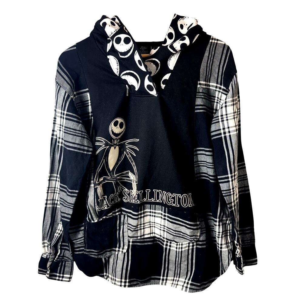 Disney The Nightmare Before Christmas Jack Skellington plaid patchwork hoodie